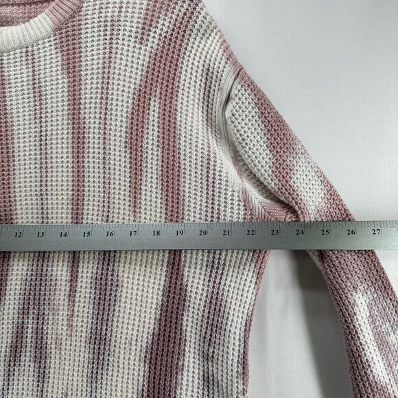 Pistola Sweater Womens Sz M Tie Dye Waffle Jumper Crewneck Pullover White Pink - Picture 8 of 10